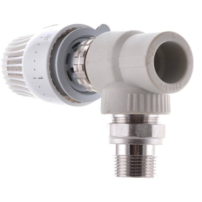 Кран термостатичний з термоголовкою кутовий 25x3/4 PPR Koer K0154.PRO (KP0196) Кран термостатичний з термоголовкою кутовий 25x3/4 PPR Koer K0154.PRO (KP0196)