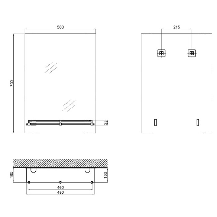 Дзеркало настінне Zerix SANSA MRZ05-50x70x10 прямокутне з полицею (ZX5627) Дзеркало настінне Zerix SANSA MRZ05-50x70x10 прямокутне з полицею (ZX5627)