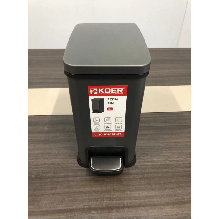 Відро для сміття з плавним закриттям прямокутне Koer TC-010108-07 8 л колір графіт (KR5591) Відро для сміття з плавним закриттям прямокутне Koer TC-010108-07 8 л колір графіт (KR5591)