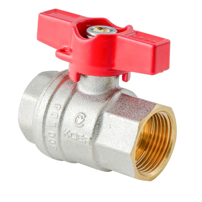 Кран кульовий ГГМ Koer Extreme KE.217-15 - 1/2" FF ручка "метелик" червона (KR5756) Кран кульовий ГГМ Koer Extreme KE.217-15 - 1/2" FF ручка "метелик" червона (KR5756)