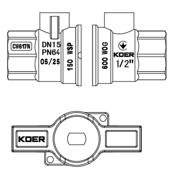 Кран кульовий ГГМ Koer Extreme KE.217-15 - 1/2" FF ручка "метелик" червона (KR5756) Кран кульовий ГГМ Koer Extreme KE.217-15 - 1/2" FF ручка "метелик" червона (KR5756)
