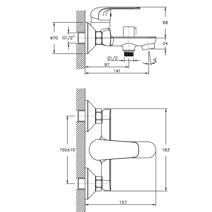 Змішувач для ванни Haiba Dario 009 (HB0873) Змішувач для ванни Haiba Dario 009 (HB0873)