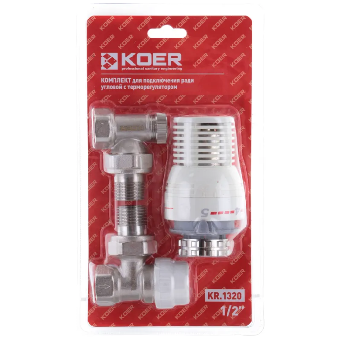 Комплект для підключення радіатора 1/2'' (кутовий) з термоголовкою Koer KR.1320 (KR2658) Комплект для підключення радіатора 1/2'' (кутовий) з термоголовкою Koer KR.1320 (KR2658)