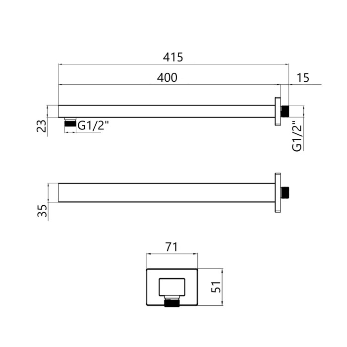Кронштейн для верхнього душу Qtap Trubice 400 мм прямокутний QTTRU120CRM45928 Chrome Кронштейн для верхнього душу Qtap Trubice 400 мм прямокутний QTTRU120CRM45928 Chrome