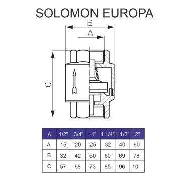 Клапан зворотного ходу води SOLOMON  3/4 ″ EUROPA  6026 лат. шток