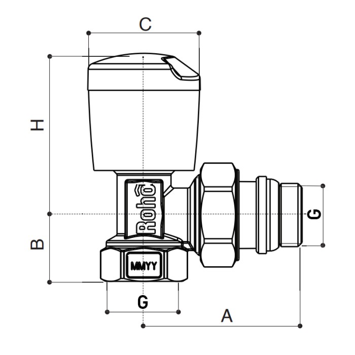Кран радіаторний Roho R5551-050 - 1/2 Кран радіаторний Roho R5551-050 - 1/2