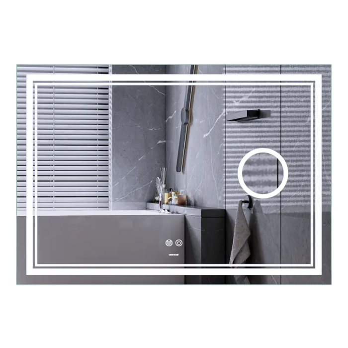 Дзеркало Mixxus Premium QUADRO MR20-120x80 з Led Touch, Anti-fog, димером, регулятором яскравості, лінзою (MP6624) Дзеркало Mixxus Premium QUADRO MR20-120x80 з Led Touch, Anti-fog, димером, регулятором яскравості, лінзою (MP6624)