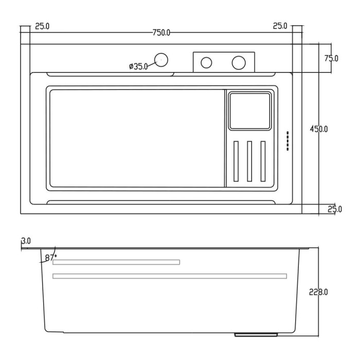 ID 7545-BC мийка PROFI 750x450x215мм,(3.0/0.8мм),сифон. дозат. 2 кош, дошк, зміщувач PVD Black {1/1} ID 7545-BC мийка PROFI 750x450x215мм,(3.0/0.8мм),сифон. дозат. 2 кош, дошк, зміщувач PVD Black {1/1}