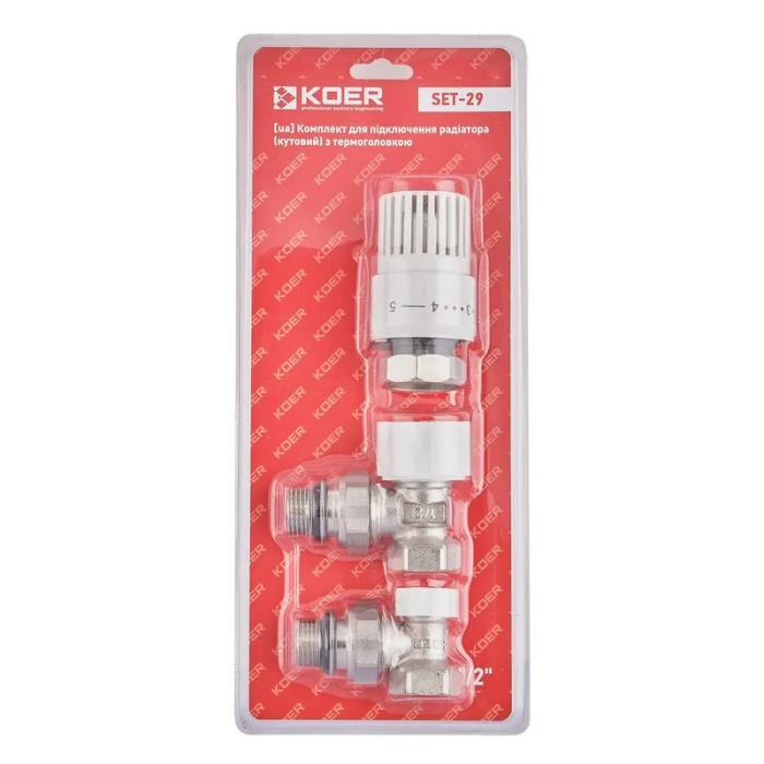 Комплект для підключення радіатора Koer SET-29 - 1/2'' (кутовий) з термоголовкою (KR5716) Комплект для підключення радіатора Koer SET-29 - 1/2'' (кутовий) з термоголовкою (KR5716)