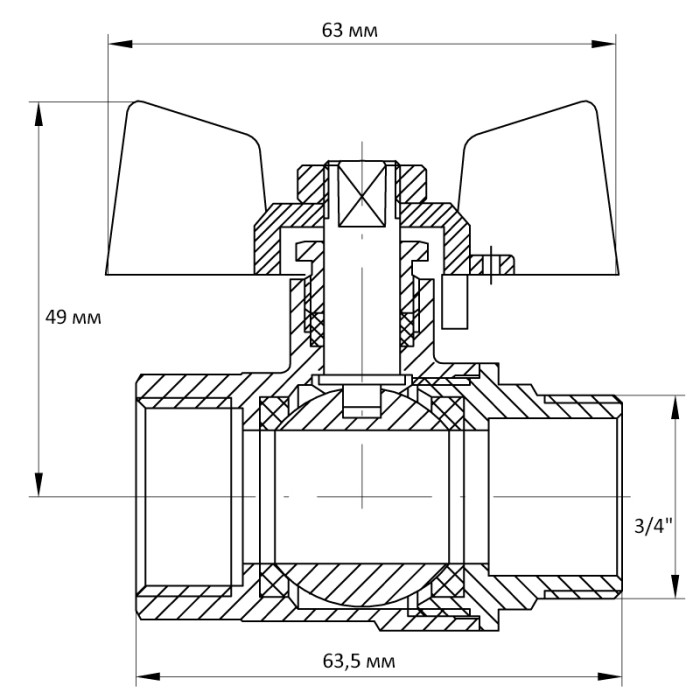 Кран кульовий Koer 3/4" ГШМ (KR.218.B) синій (KR2723) Кран кульовий Koer 3/4" ГШМ (KR.218.B) синій (KR2723)