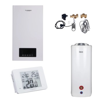 Комплексне рішення Thermo Alliance для котельні: електричний котел 10 кВт + комплект підключення бойлера + комбінований підлоговий водонагрівач 100 л