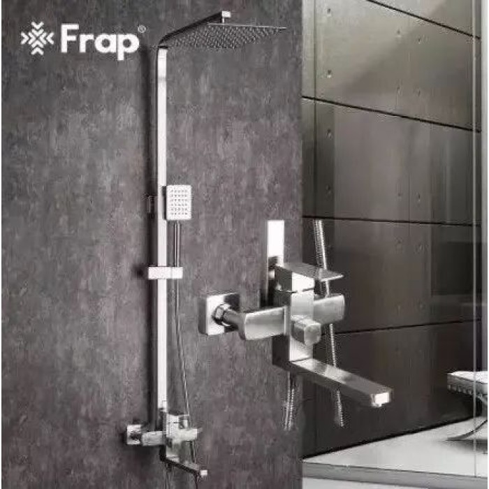 Душева система Frap F24802, поворотний вилив - перемикач на лійку, 1 режим, нержавіюча сталь