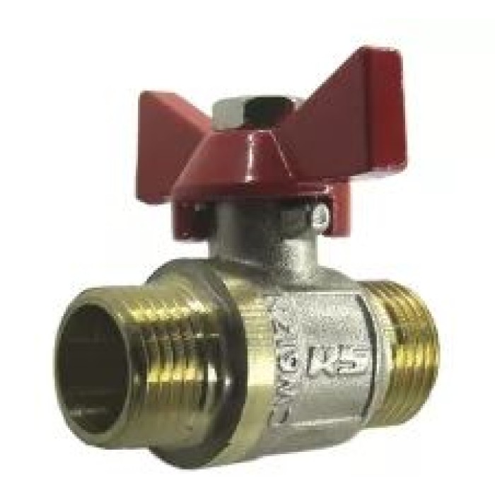 Кран кульовий STA 1/2" ЗЗ (червоний метелик) НІК. {150/15} Кран кульовий STA 1/2" ЗЗ (червоний метелик) НІК. {150/15}