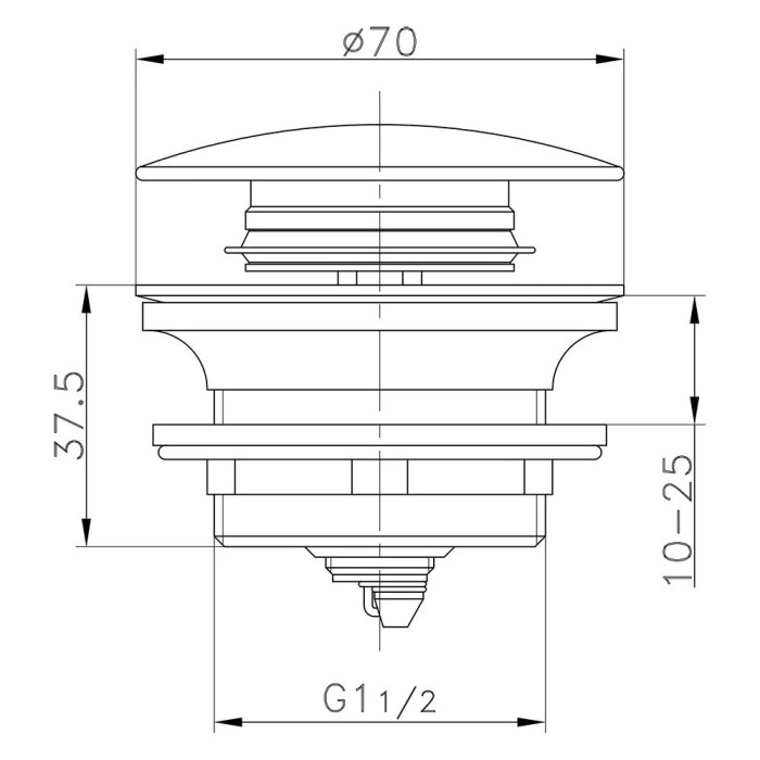 Донний клапан ITAL HF1056, автомат, Ø70мм, 1 1/2", латунь, хром Донний клапан ITAL HF1056, автомат, Ø70мм, 1 1/2", латунь, хром