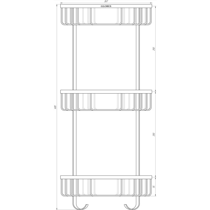 Поличка в душову SS8477-кутова Потрійна НЕРЖ-SUS304-(200*200*600мм)-(Globus Lux) Поличка в душову SS8477-кутова Потрійна НЕРЖ-SUS304-(200*200*600мм)-(Globus Lux)