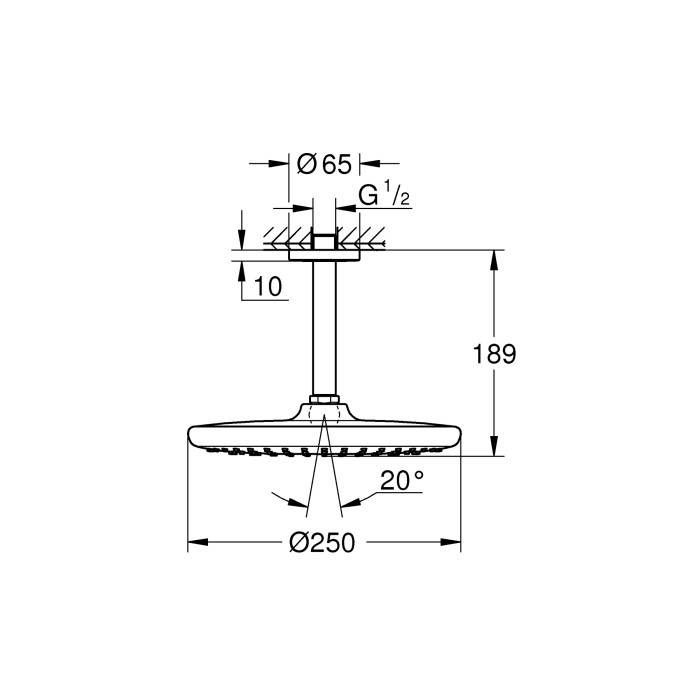 Верхній душ з стельовим кронштейном Grohe Tempesta (26669000) Верхній душ з стельовим кронштейном Grohe Tempesta (26669000)