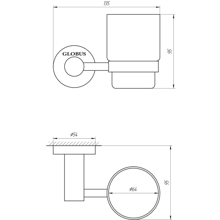 Стакан одинарний Globus Lux SS 8409 SUS304 Стакан одинарний Globus Lux SS 8409 SUS304