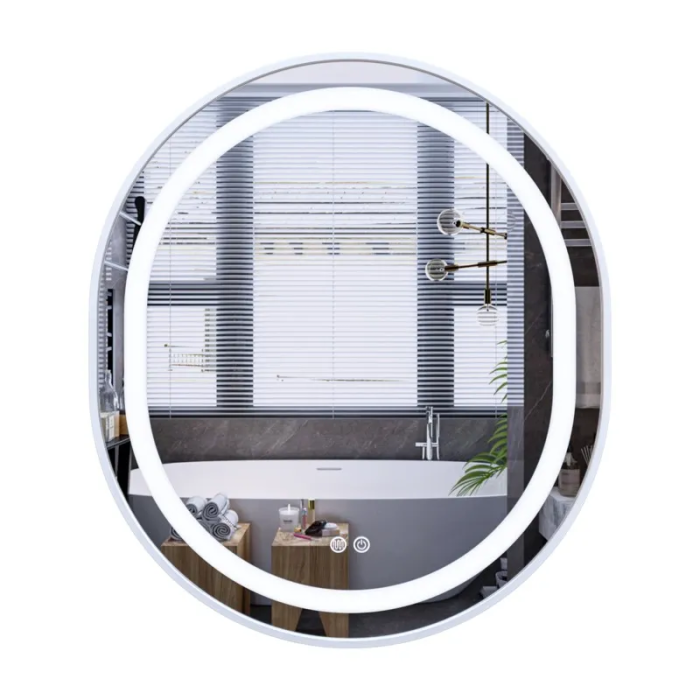 Дзеркало Mixxus Premium ELLIPSE MV05-80x70-Reverse WHITE з Led Touch, Anti-fog, димером (3-6,5kK) (MP6645) Дзеркало Mixxus Premium ELLIPSE MV05-80x70-Reverse WHITE з Led Touch, Anti-fog, димером (3-6,5kK) (MP6645)