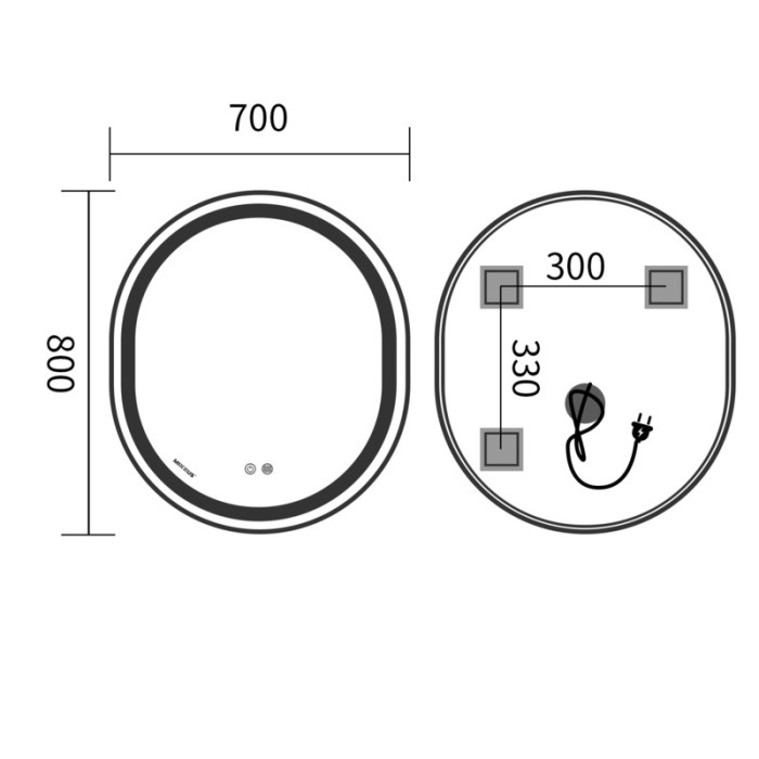 Дзеркало Mixxus Premium ELLIPSE MV05-80x70-Reverse WHITE з Led Touch, Anti-fog, димером (3-6,5kK) (MP6645) Дзеркало Mixxus Premium ELLIPSE MV05-80x70-Reverse WHITE з Led Touch, Anti-fog, димером (3-6,5kK) (MP6645)