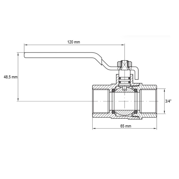 Кран кульовий Koer KG.204 - 3/4" FF ГГВ (газ) (KR4961) Кран кульовий Koer KG.204 - 3/4" FF ГГВ (газ) (KR4961)