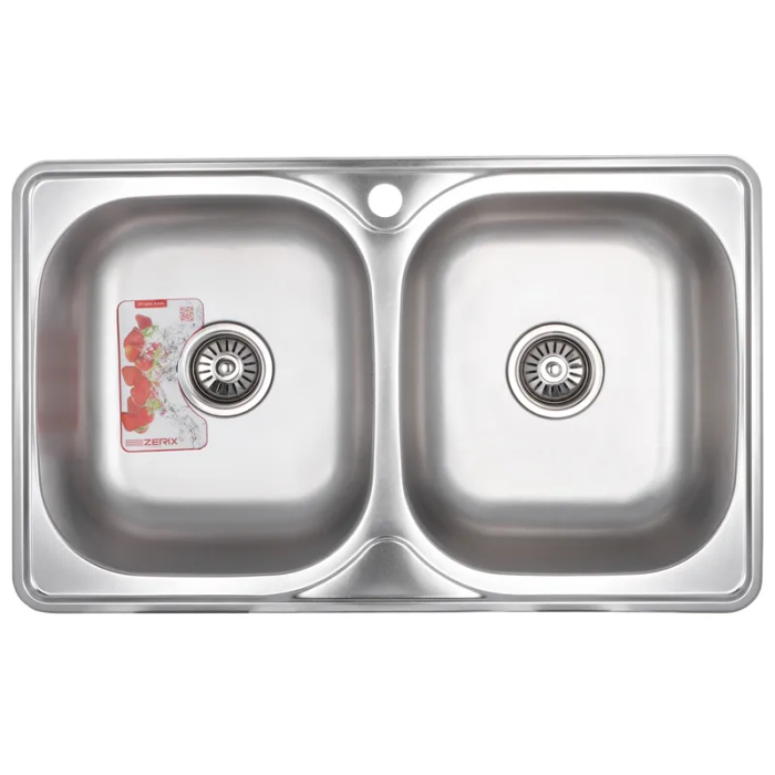 Мийка кухонна Zerix Z7848D-08-180E Double (Satin) (ZS0578) Мийка кухонна Zerix Z7848D-08-180E Double (Satin) (ZS0578)