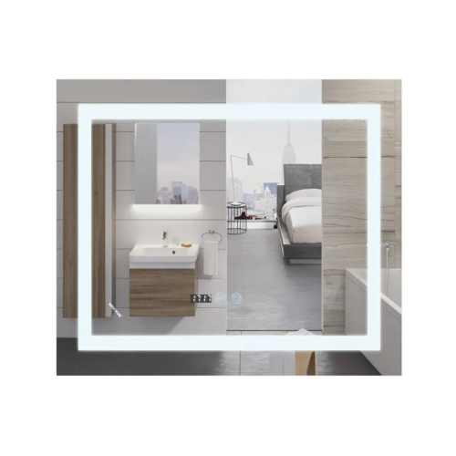 Дзеркало Mixxus WARM MR02-80x80 з Led Touch, Anti-fog, димером, регулятором яскравості, годинником (MI6934)