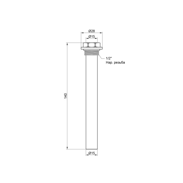 Штуцер для виносного давача Thermo Alliance Standart 140х13х1/2" SD256W15 Штуцер для виносного давача Thermo Alliance Standart 140х13х1/2" SD256W15