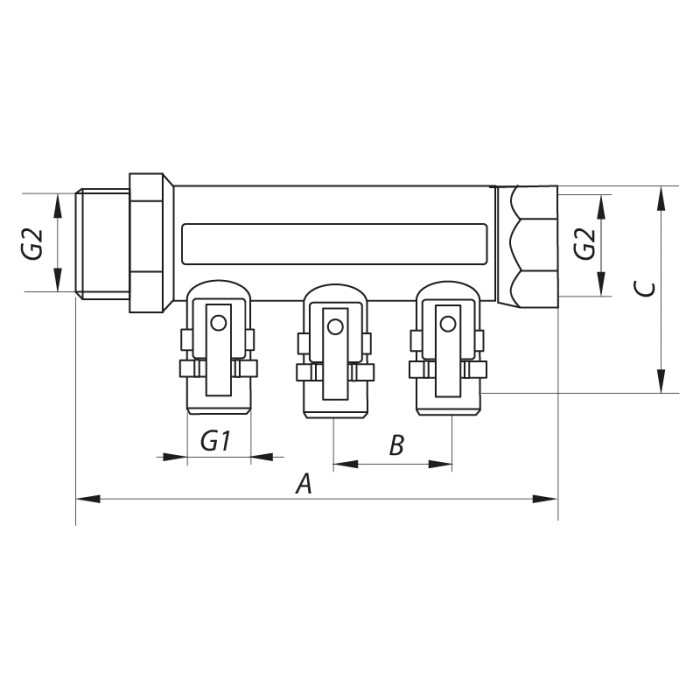 Колектор для теплої підлоги на 4 контура Koer KR.1126-4 1"x4 ways (KR2840) Колектор для теплої підлоги на 4 контура Koer KR.1126-4 1"x4 ways (KR2840)