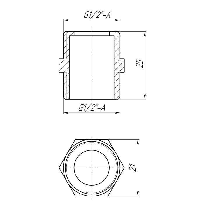 Ніпель 1/2″ЗЗ латунний під прокладку LN332G OPTIMUM Ніпель 1/2″ЗЗ латунний під прокладку LN332G OPTIMUM