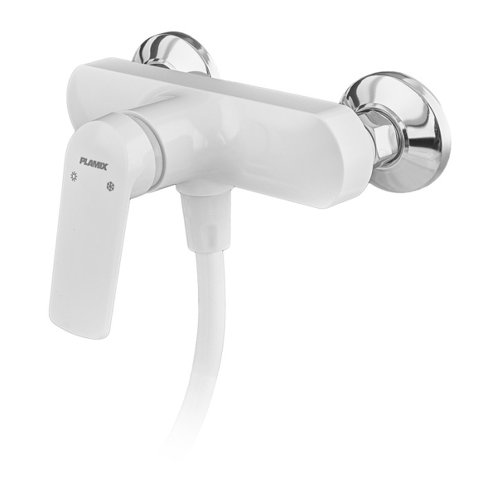 Змішувач для душової кабіни Plamix Lucas-003 SET White з шлангом, лійкою та кронштейном (PM0711) Змішувач для душової кабіни Plamix Lucas-003 SET White з шлангом, лійкою та кронштейном (PM0711)
