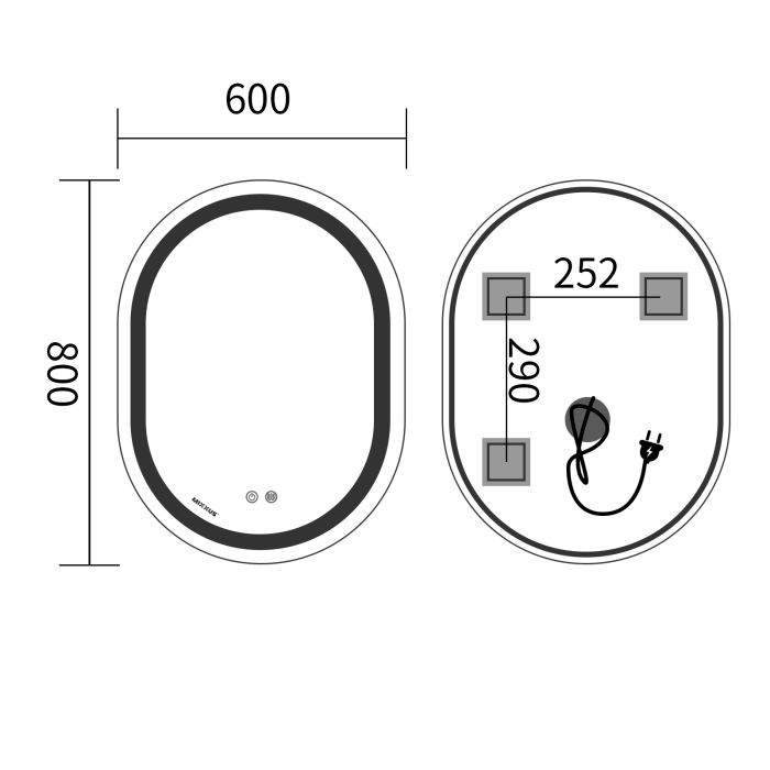 Дзеркало Mixxus Premium ELLIPSE MV05-80x60-Reverse з Led Touch, Anti-fog, димером (3-6,5kK) (MP6642) Дзеркало Mixxus Premium ELLIPSE MV05-80x60-Reverse з Led Touch, Anti-fog, димером (3-6,5kK) (MP6642)