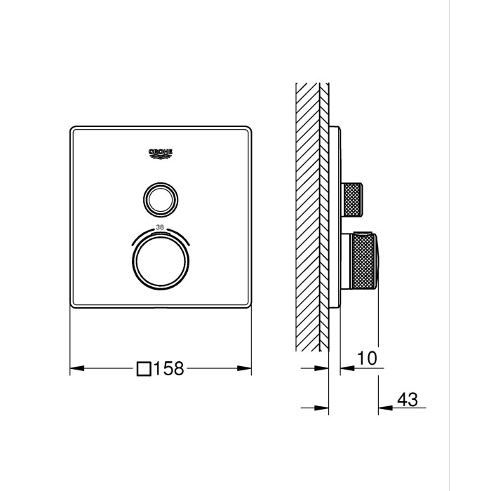 Термостат прихованого монтажу із одною кнопкою керування Grohe Grohtherm SmartControl (29123000) Термостат прихованого монтажу із одною кнопкою керування Grohe Grohtherm SmartControl (29123000)