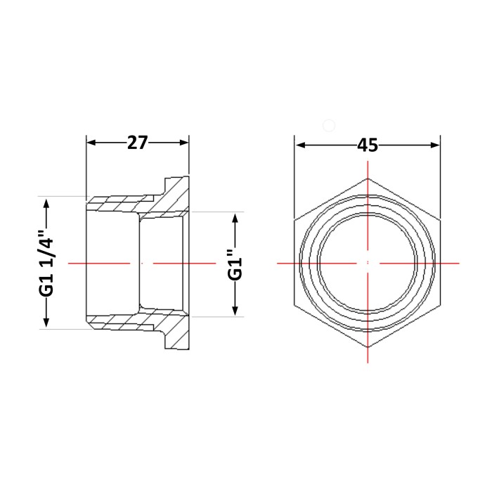 Футорка чавунна 1" 1/4х1" ЗР Футорка чавунна 1" 1/4х1" ЗР