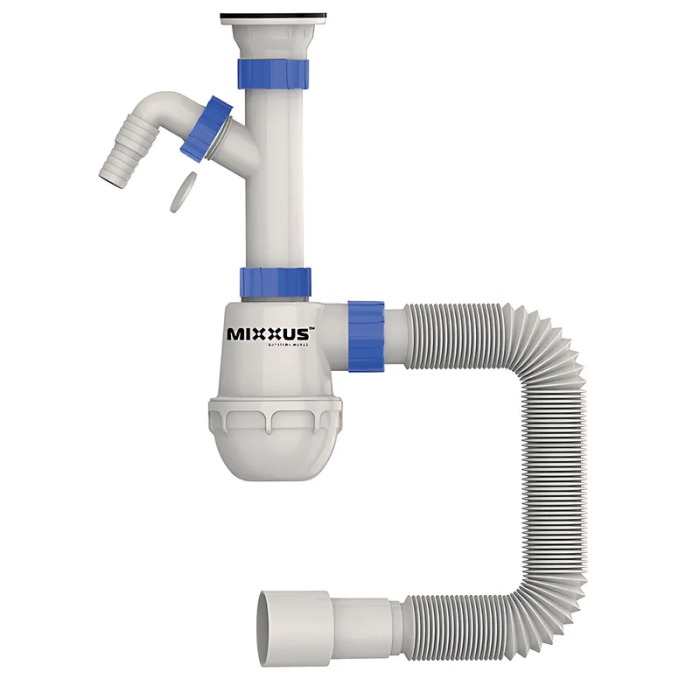 Сифон для кухні Mixxus SK-01-B 1 1/2"x40 з литим випуском та відводом для пральної машини (MI8191) Сифон для кухні Mixxus SK-01-B 1 1/2"x40 з литим випуском та відводом для пральної машини (MI8191)