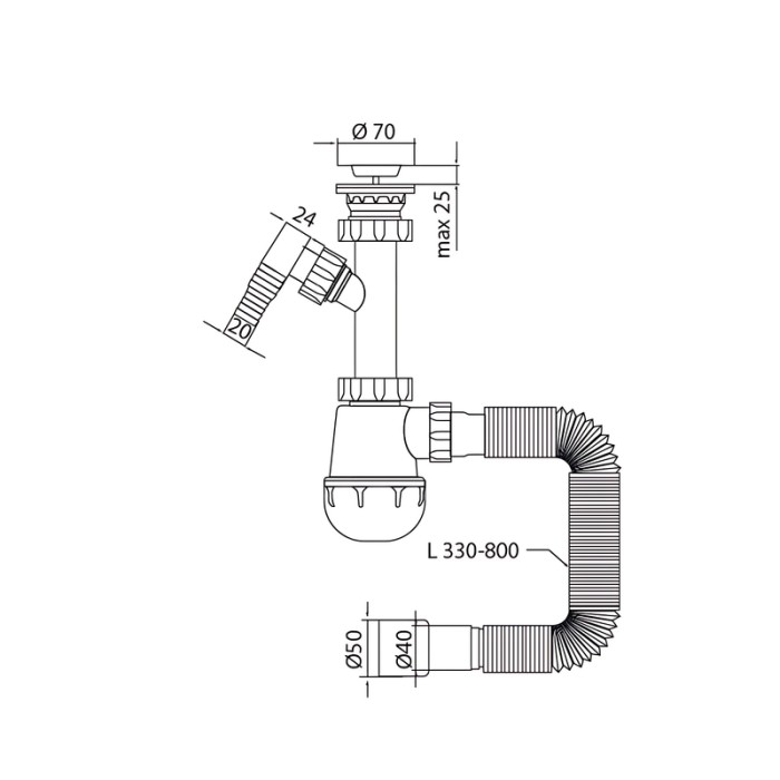 Сифон для кухні Mixxus SK-01-B 1 1/2"x40 з литим випуском та відводом для пральної машини (MI8191) Сифон для кухні Mixxus SK-01-B 1 1/2"x40 з литим випуском та відводом для пральної машини (MI8191)