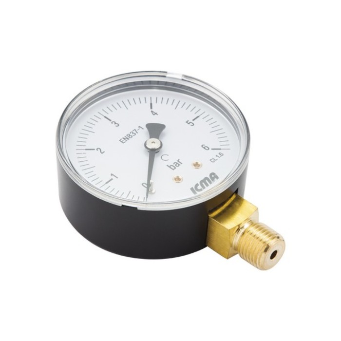 Манометр Icma 1/4" 0-10 бар, нижнє підключення №244 Манометр Icma 1/4" 0-10 бар, нижнє підключення №244