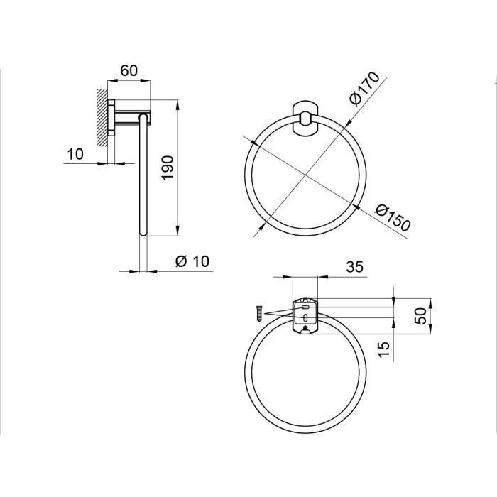 Тримач для рушника Qtap Liberty D 160 мм QTLIBCRM1160 Chrome Тримач для рушника Qtap Liberty D 160 мм QTLIBCRM1160 Chrome