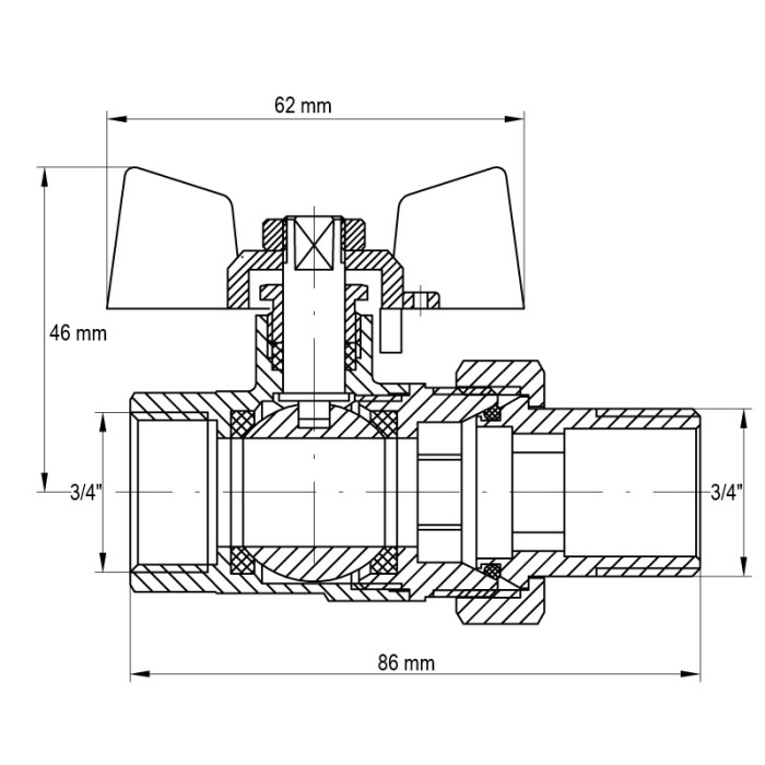 Кран з американкою 3/4" (Koer KR.227) (KR0017) Кран з американкою 3/4" (Koer KR.227) (KR0017)