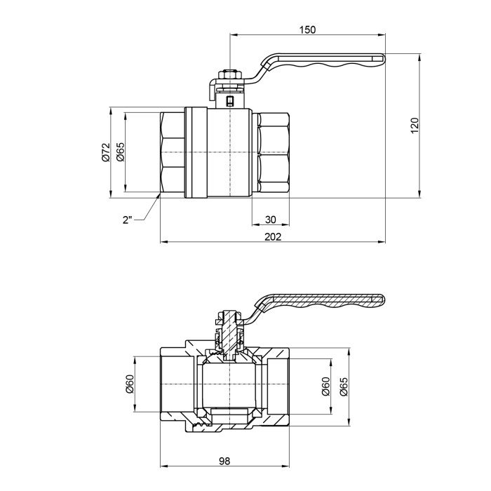 Кран кульовий Thermo Alliance Standart 2" ВР для води (важіль) SD600NW50PN40 Кран кульовий Thermo Alliance Standart 2" ВР для води (важіль) SD600NW50PN40