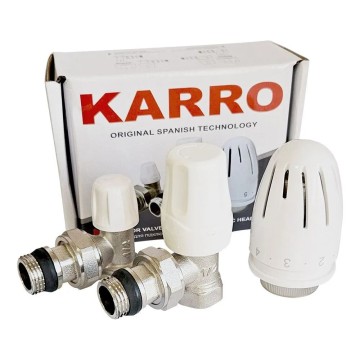 Комплект кранів рад. кутових з термоголовкою KARRO (KR-5301)