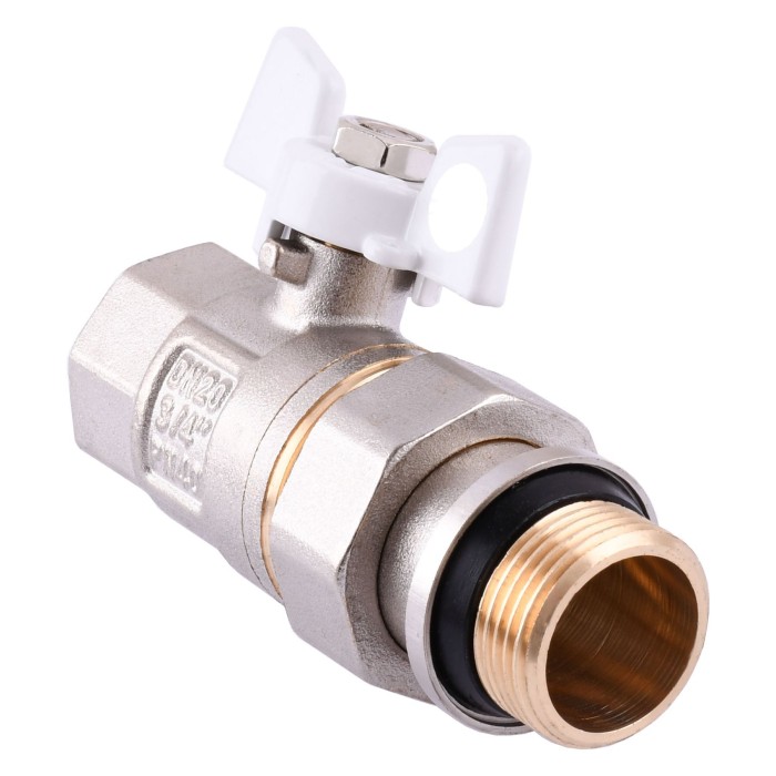 Кран кульовий з американкою Q PROFESSIONAL QP003 PN40 3/4″ антипротікання, Білий метелик Кран кульовий з американкою Q PROFESSIONAL QP003 PN40 3/4″ антипротікання, Білий метелик