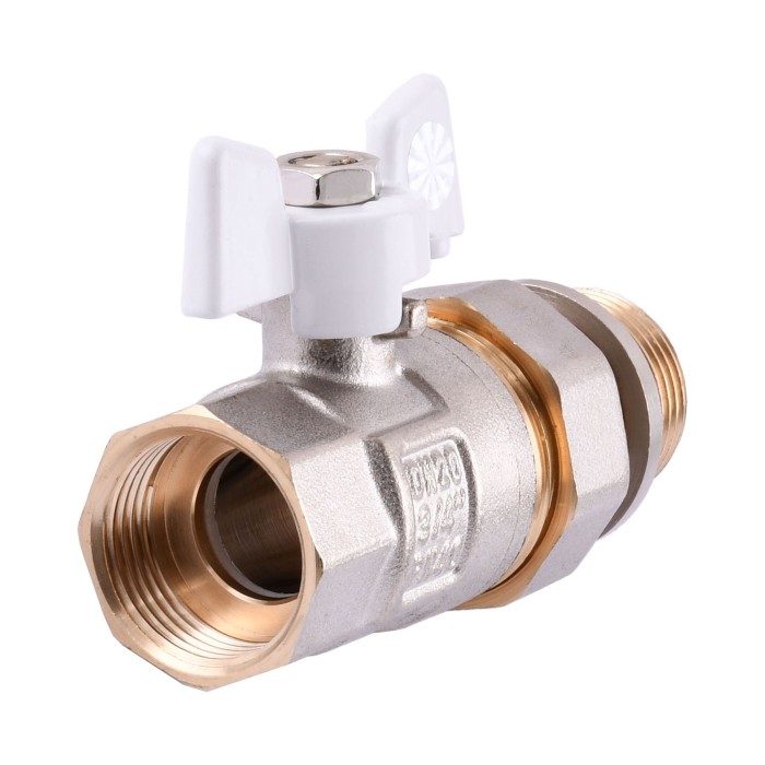 Кран кульовий з американкою Q PROFESSIONAL QP003 PN40 3/4″ антипротікання, Білий метелик Кран кульовий з американкою Q PROFESSIONAL QP003 PN40 3/4″ антипротікання, Білий метелик
