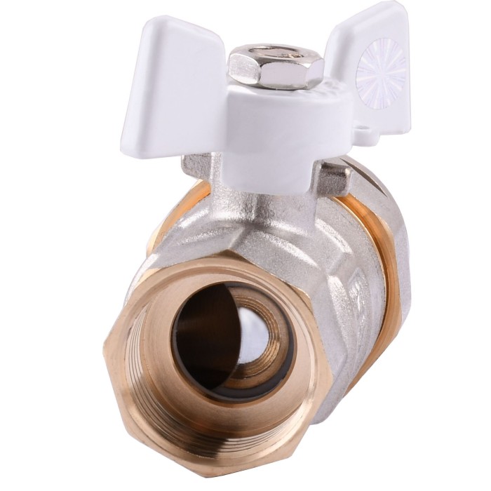 Кран кульовий з американкою Q PROFESSIONAL QP003 PN40 3/4″ антипротікання, Білий метелик Кран кульовий з американкою Q PROFESSIONAL QP003 PN40 3/4″ антипротікання, Білий метелик