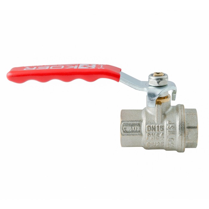 Кран кульовий ГГВ Koer Extreme KE.214-15 - 1/2" FF ручка "важіль" червона (KR5744)