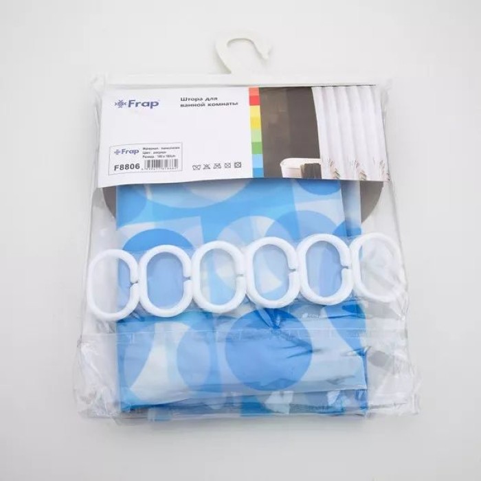 Шторка для ванної та душа Frap F8806, поліетилен, 180х180 см, блакитний Шторка для ванної та душа Frap F8806, поліетилен, 180х180 см, блакитний