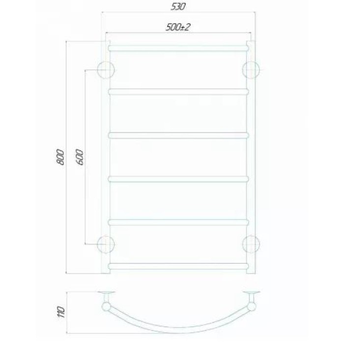 Рушникосушарка електрична Deffi Класик 500x800 правий, 110 Вт, хром Рушникосушарка електрична Deffi Класик 500x800 правий, 110 Вт, хром