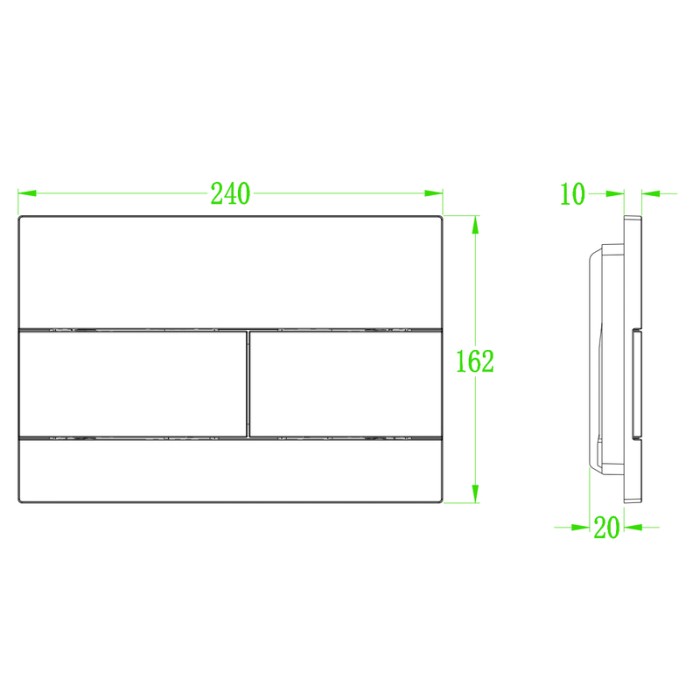 Панель змиву Koer KT-0603-05 240x160x10mm пластикова, кнопка лінійна (колір чорний матовий) (KR5320) Панель змиву Koer KT-0603-05 240x160x10mm пластикова, кнопка лінійна (колір чорний матовий) (KR5320)