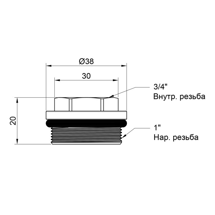 Футорка для колектора Thermo Alliance Standart 1"х3/4" ВЗ SD35420 Футорка для колектора Thermo Alliance Standart 1"х3/4" ВЗ SD35420