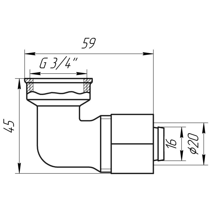 Кутник із внутрішньою різьбою APE ITALY 752 L 3/4″х20 Кутник із внутрішньою різьбою APE ITALY 752 L 3/4″х20