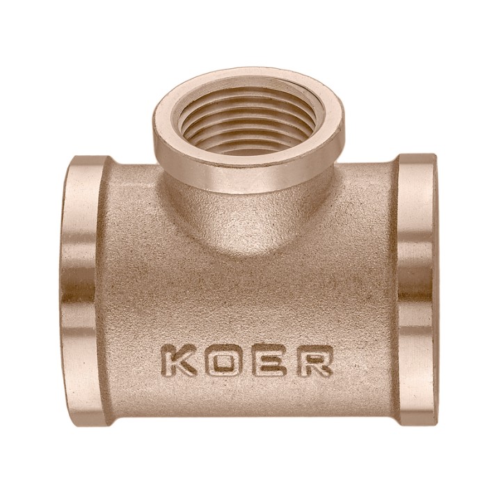 Трійник редукційний Koer KF.T100810F.WN - 1"х3/4"х1" FFF без нікелю (MX1531)